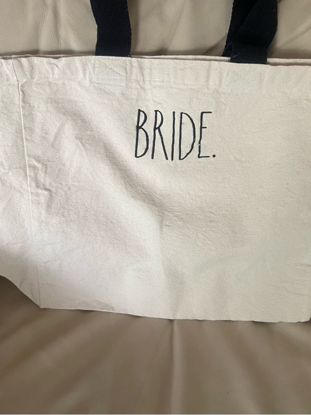Rae Dunn Cream Tote with Black Accents